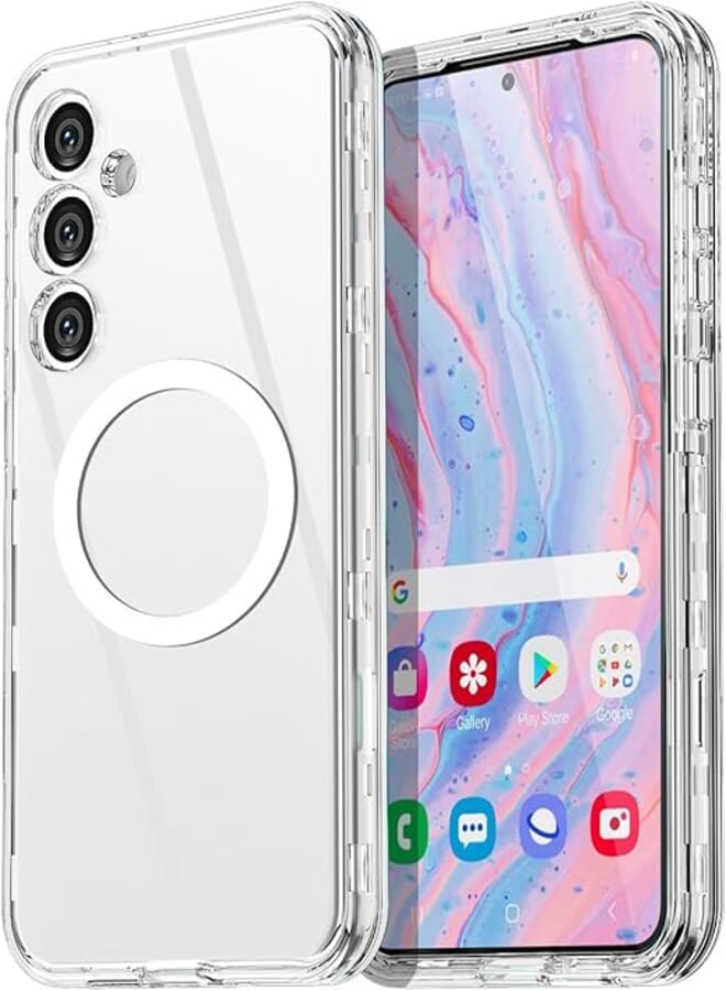 AICase For Samsung Galaxy S25 - Clear, MagSafe Compatible Case with Military-Grade Protection, Three Layer Construction, Drop and Dust Protection, Robust, Durable Full Body Case, Heavy Duty 2025